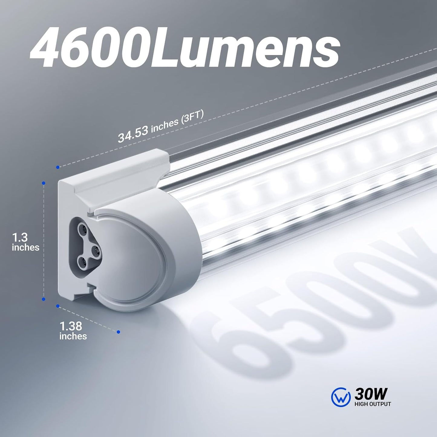 Luces LED T8 para tienda 3ft 30W 6500K enlazables cubierta V