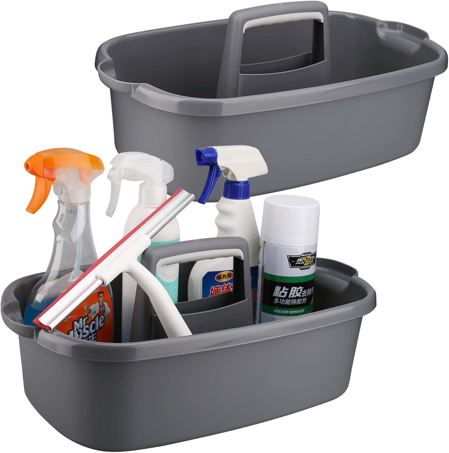 Organizador limpieza plástico gris paquete 2