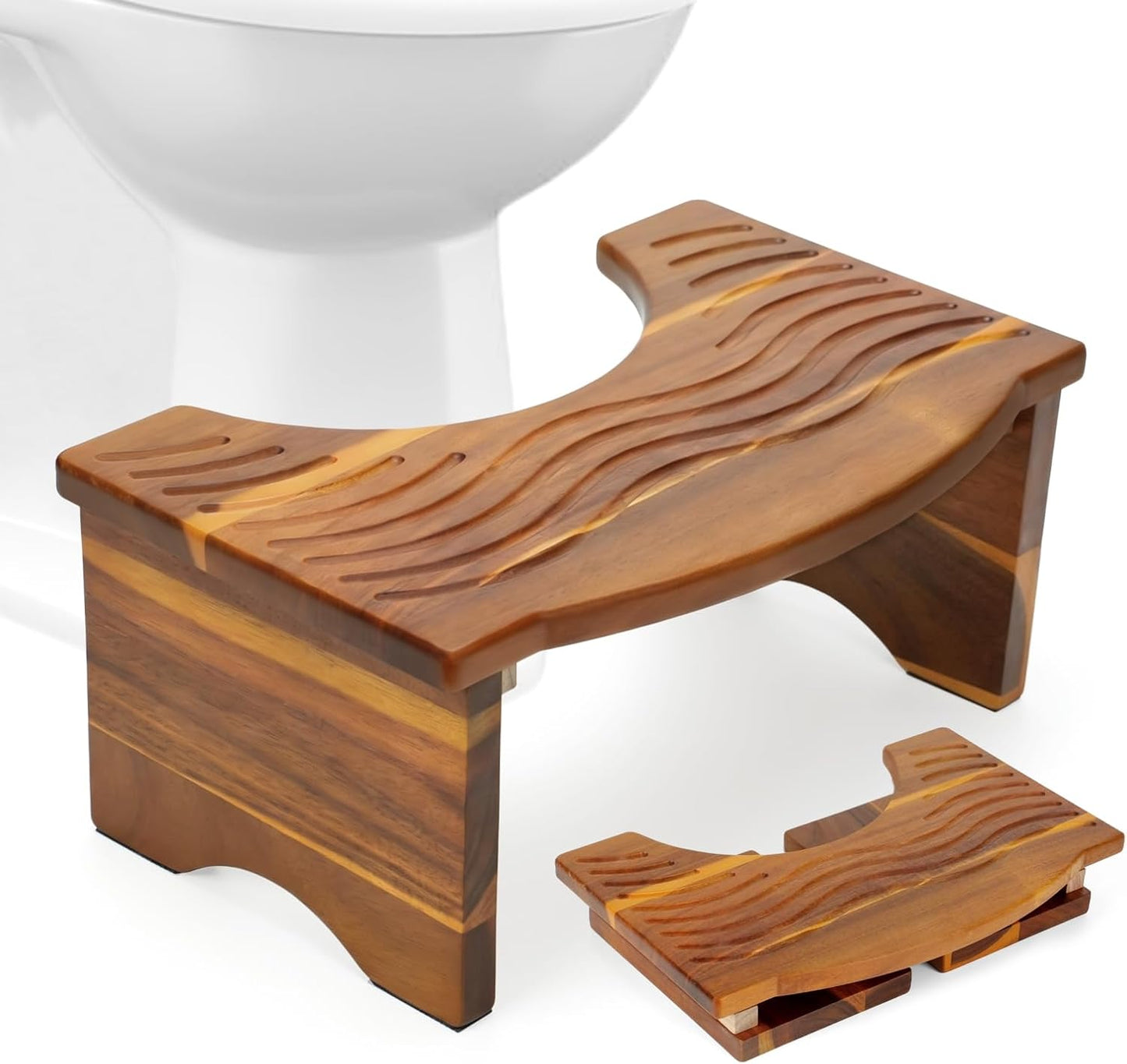 Taburete inodoro plegable madera acacia 7pulg adultos