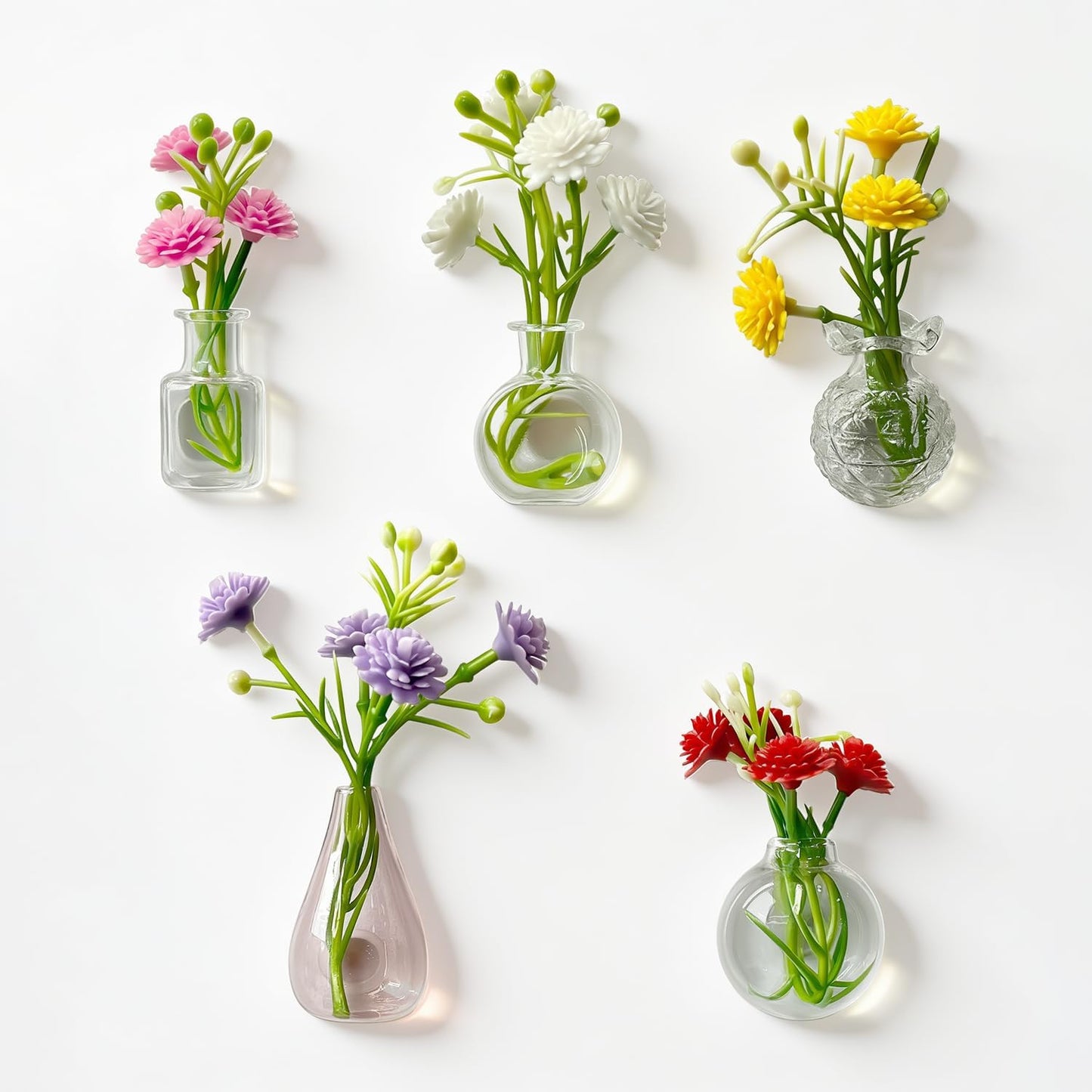 Paquete de 5 mini jarrones magnéticos de vidrio para nevera y decoración
