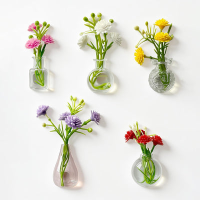 Paquete de 5 mini jarrones magnéticos de vidrio para nevera y decoración