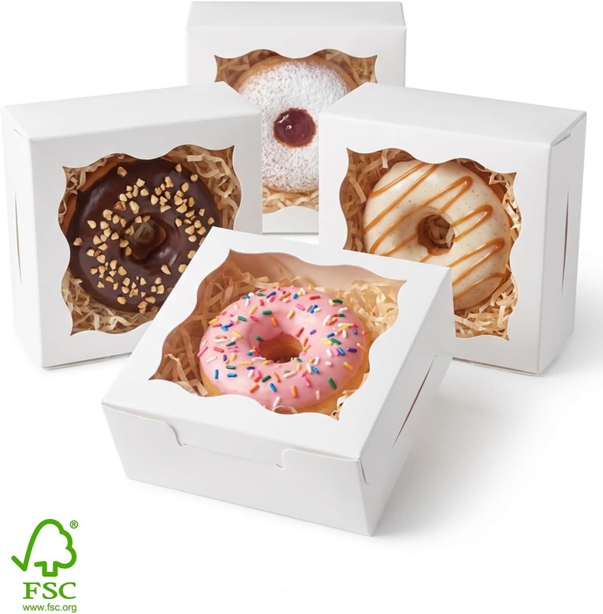 400 Cajas Panadería Blancas Ventana 4x4pulg Mini Galletas