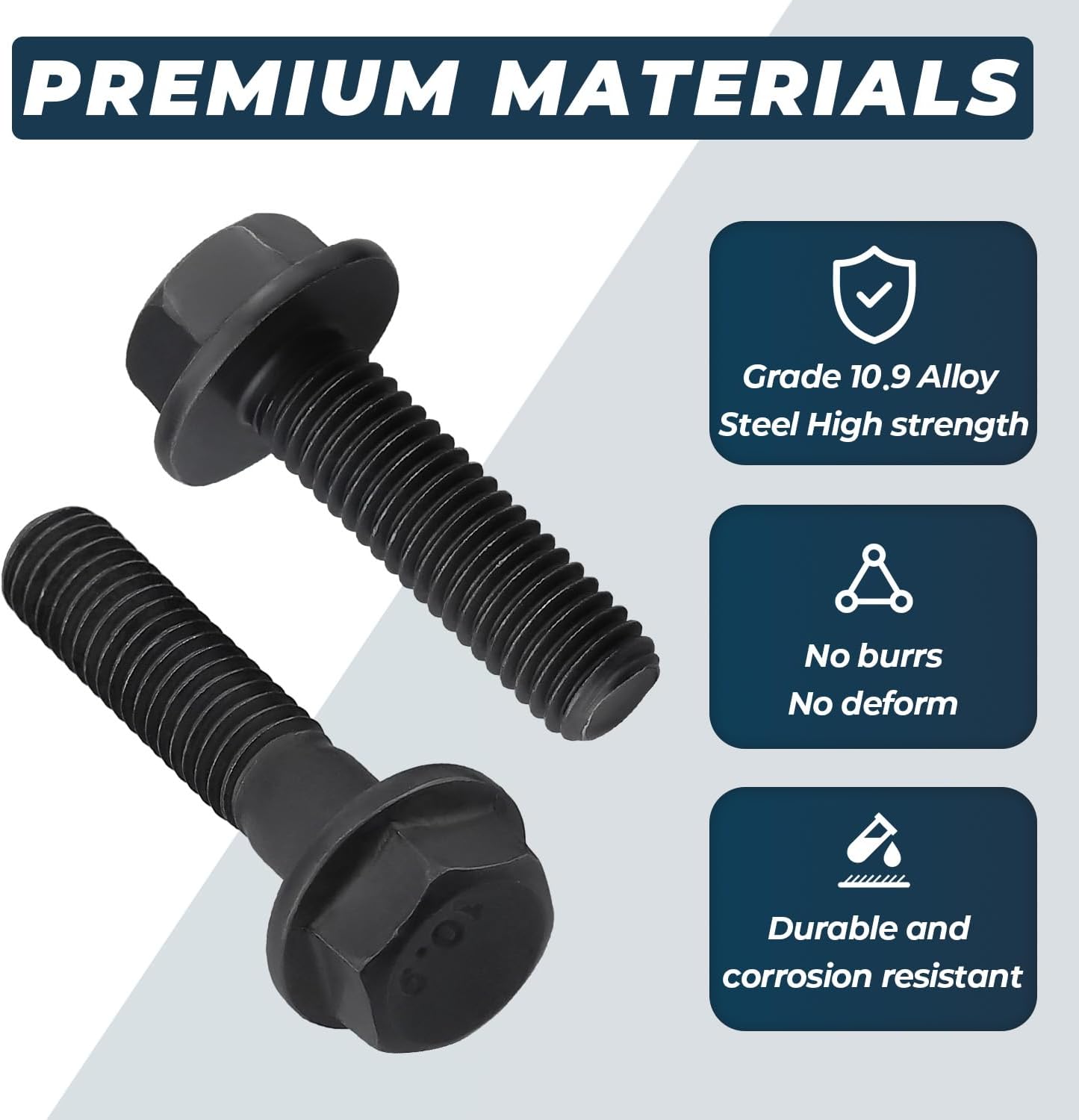 Perno brida M14-0.079 x 3.15pulg grado 10.9 negro