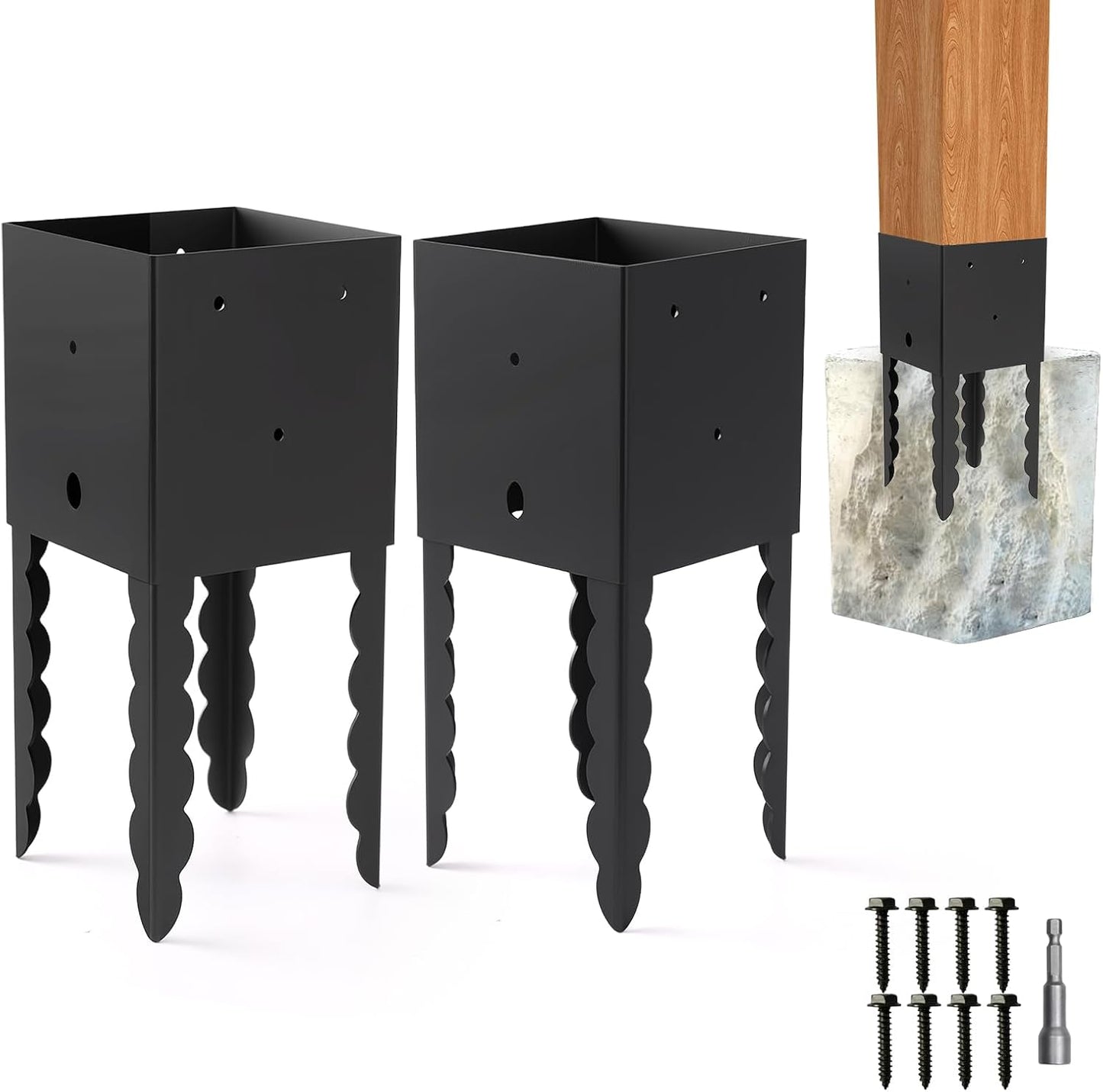 Soporte poste 6x6 pulg 2 pzas con recubrimiento negro para pérgola