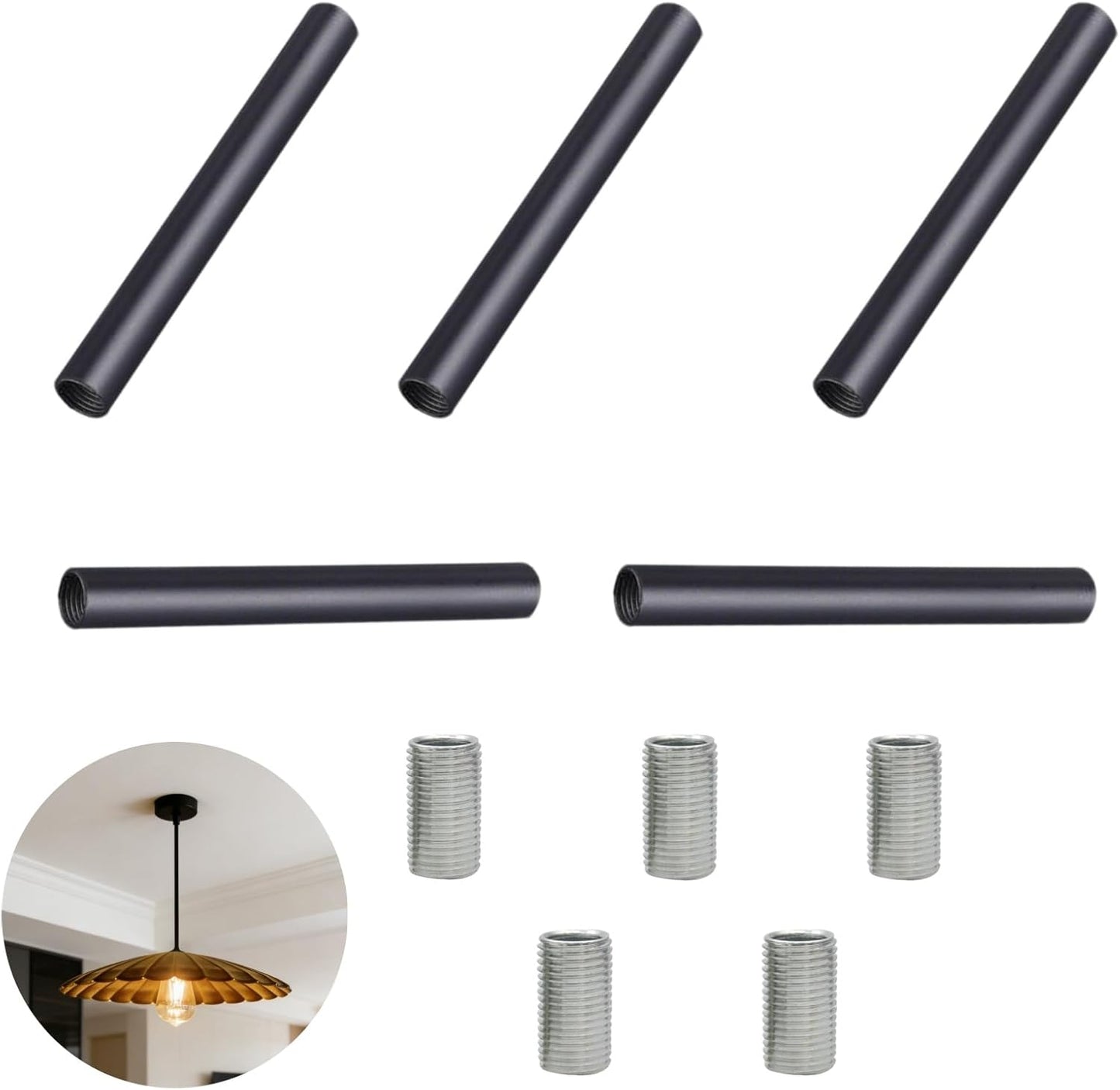 Varillas extensión lámpara araña 6pulg negro M10