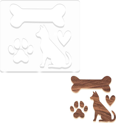 Plantillas acrílicas 3en1 perro hueso pata 6.69x5.9pulg