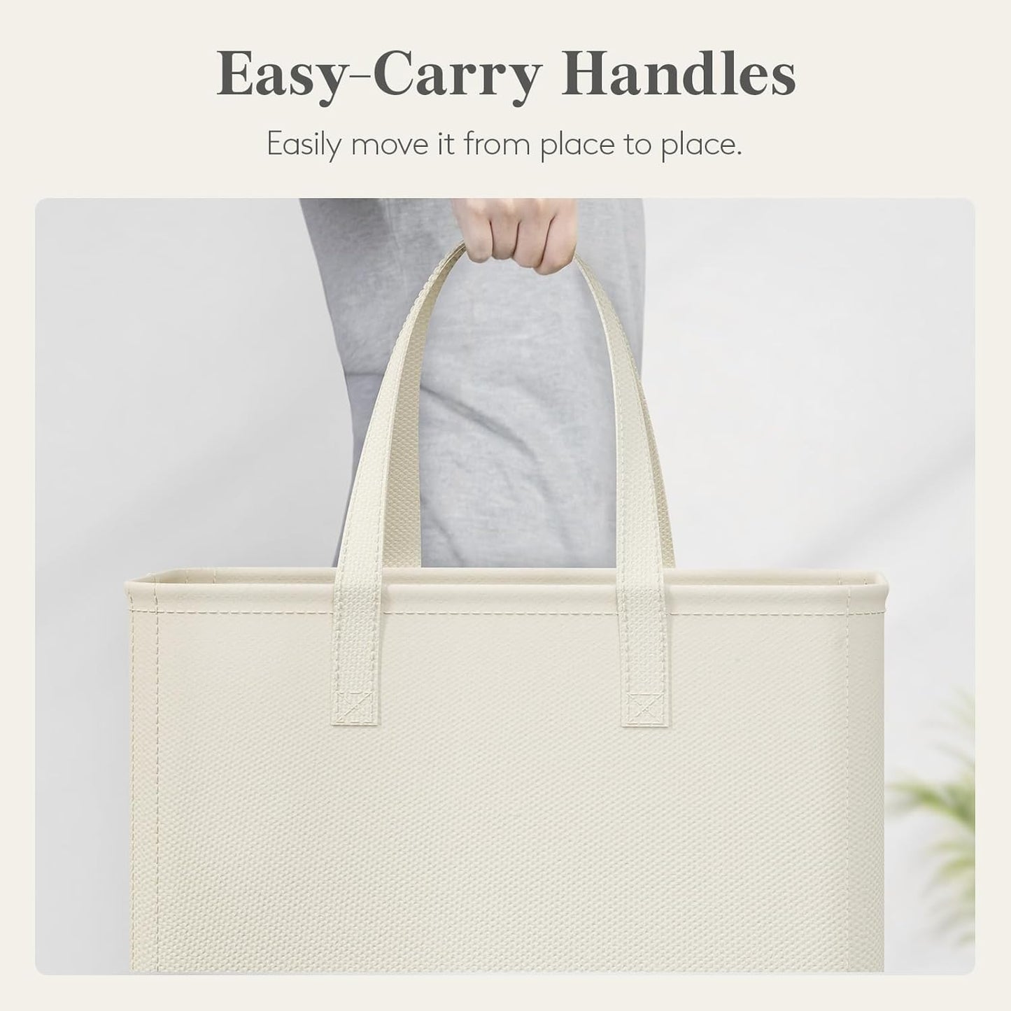 Cesta lavandería delgada 65L con asa plegable blanco
