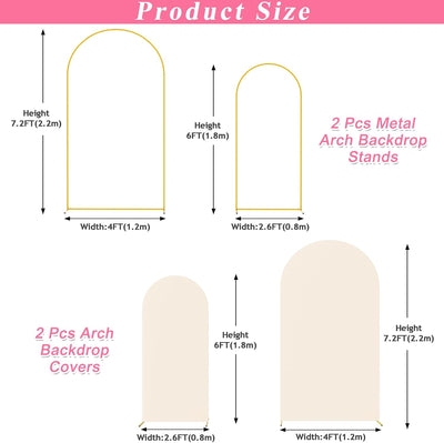 2 Soportes Arco Metal para Telón Chiara 7.2x6ft Beige