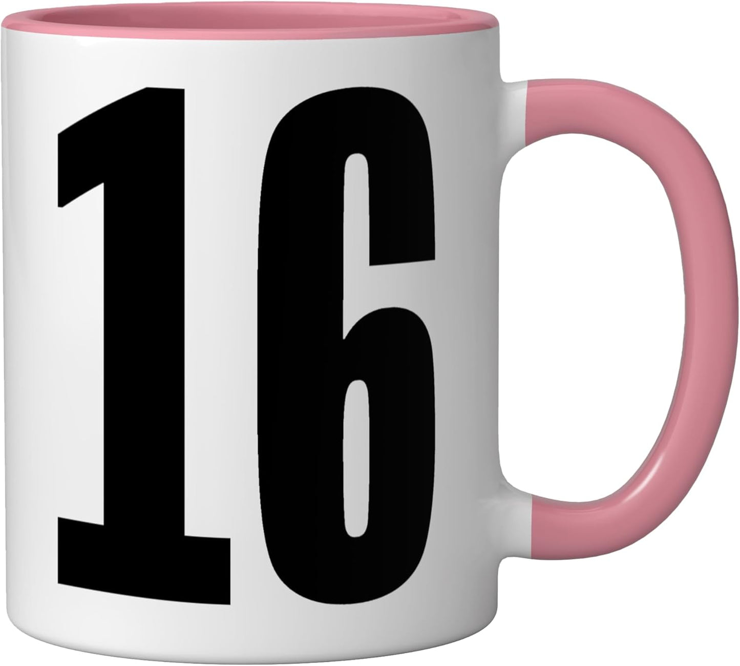 Taza cerámica Number Sixteen para cumpleaños equipo deportivo rosa/blanco
