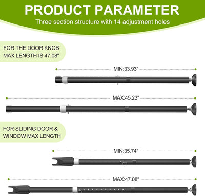 Barra seguridad puerta corrediza de vidrio negro 1 pack