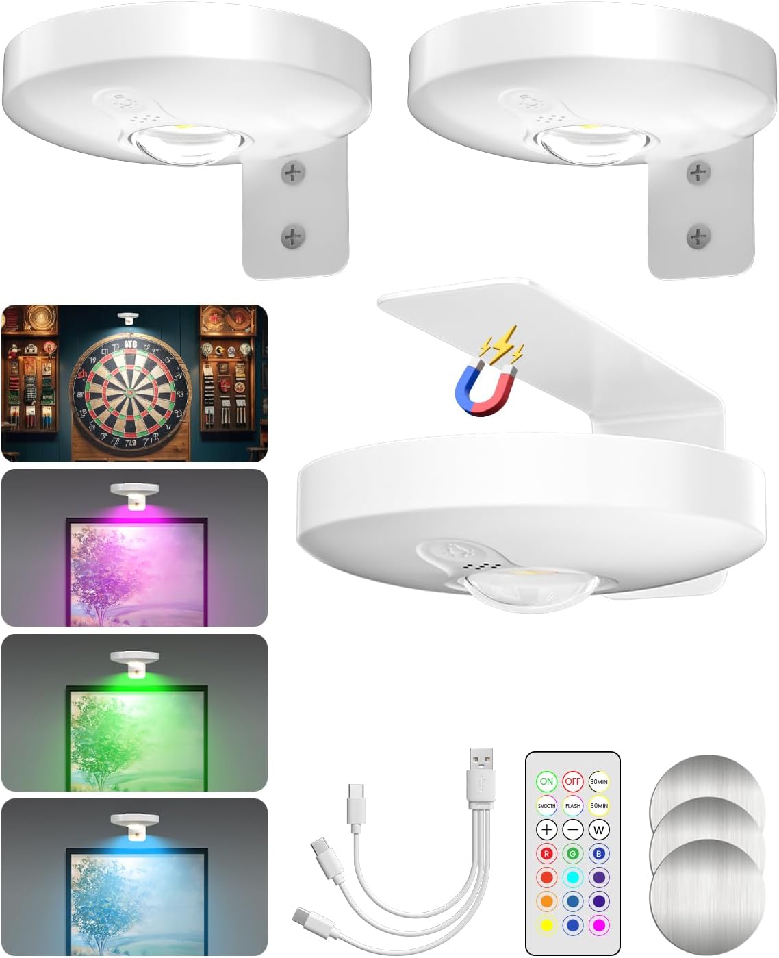 Luz inalámbrica RGB para pared con batería recargable