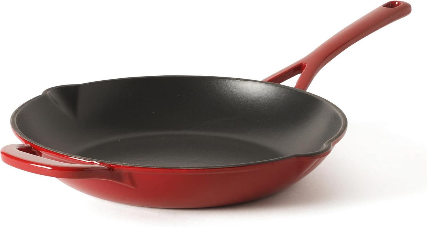 Sartén hierro fundido esmaltado 12pulg rojo clásico