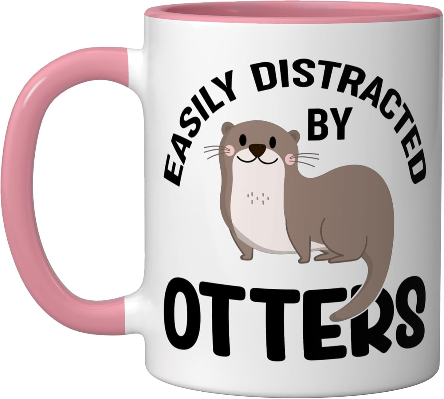 Taza de cerámica para amante de nutrias en rosa/blanco