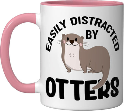 Taza de cerámica para amante de nutrias en rosa/blanco