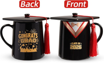 Taza de café con tapa regalo de graduación 14 oz roja
