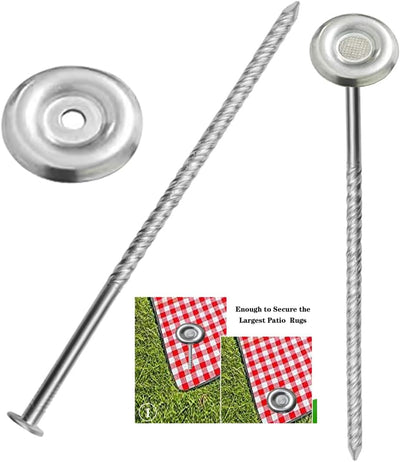 10 Estacas Acero Inox para Alfombras Caravana Patio