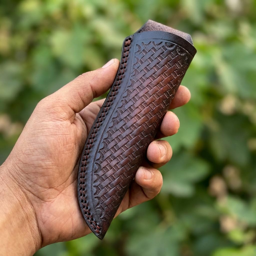 Funda cuero para cuchillo de caza marrón oscuro 7pulg