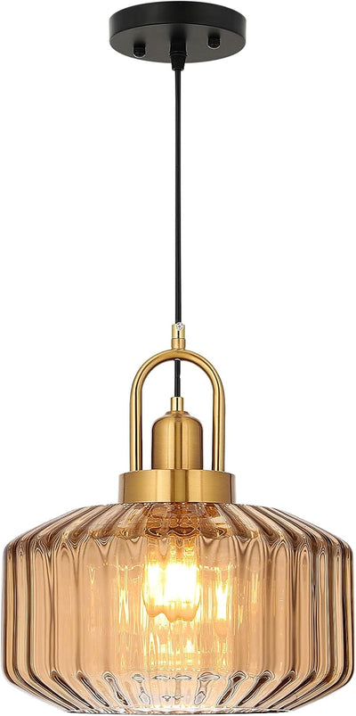 Lámpara colgante cristal ámbar moderna 11.8pulg para cocina comedor