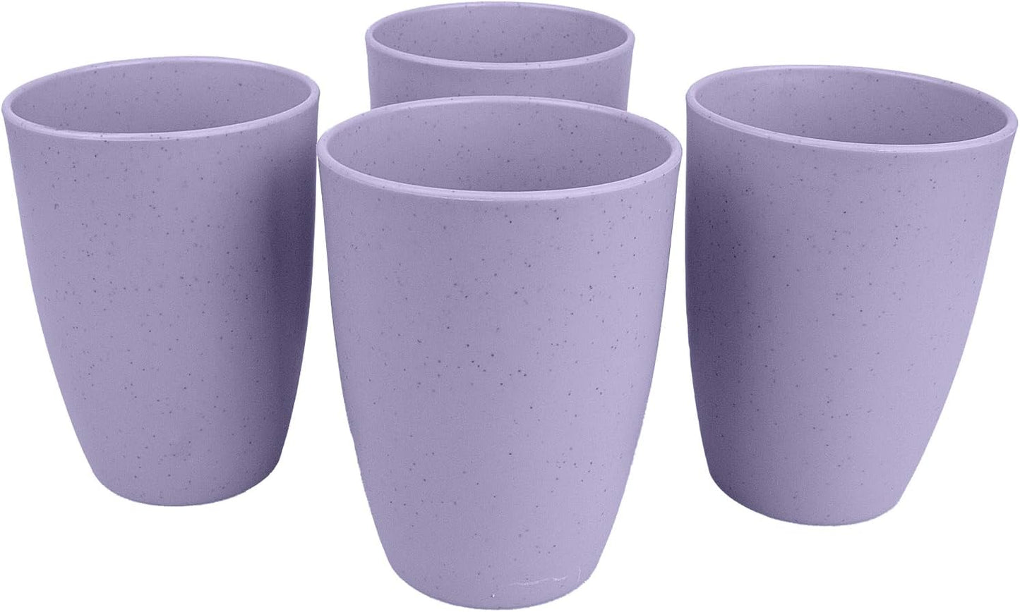 Set 4 vasos paja trigo 12oz reutilizables color morado