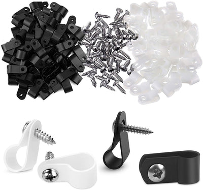 Kit abrazaderas nailon tipo R 5/16 pulg color blanco y negro