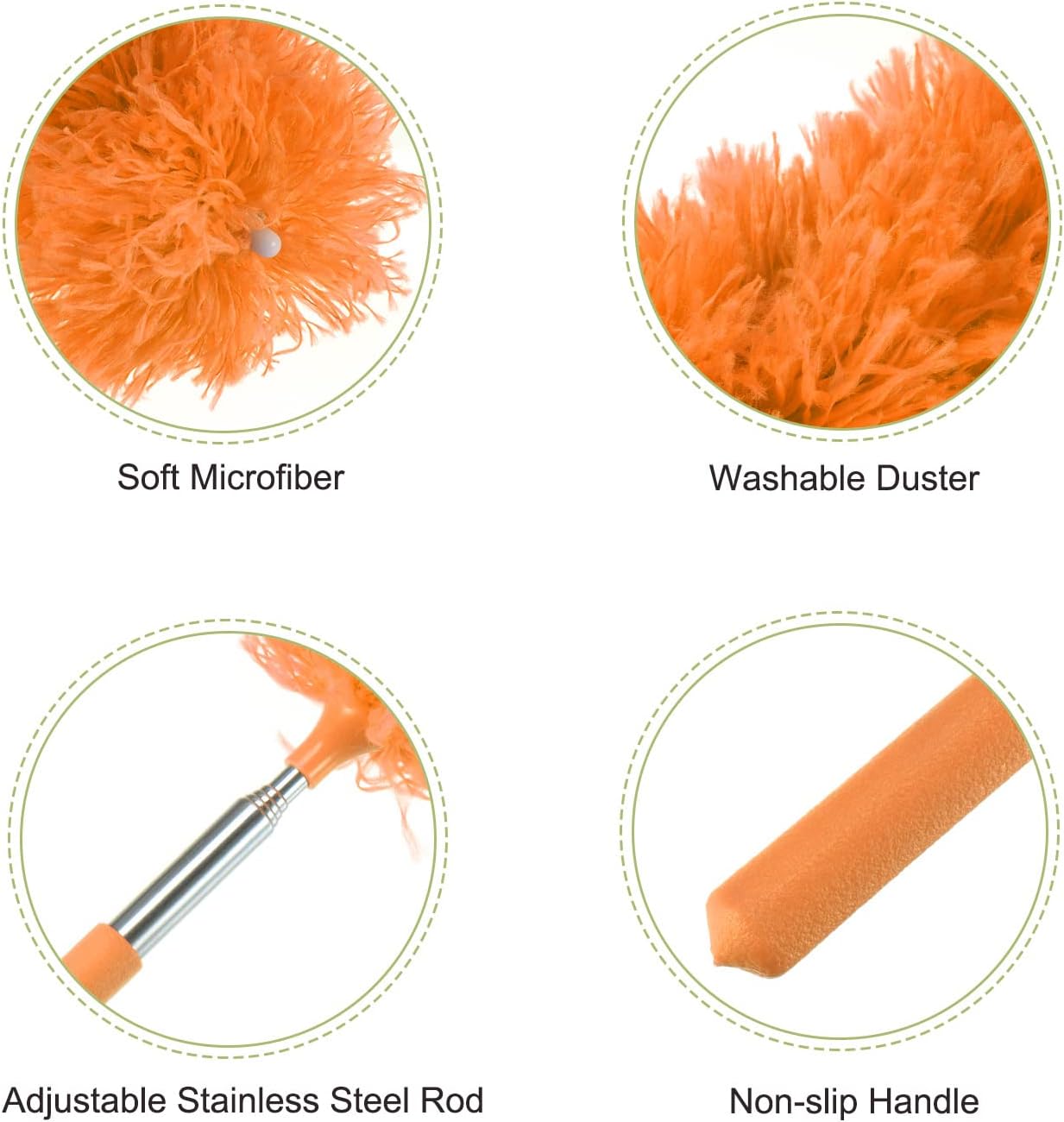 Plumero microfibra extensible 12-31.5pulg flexible naranja