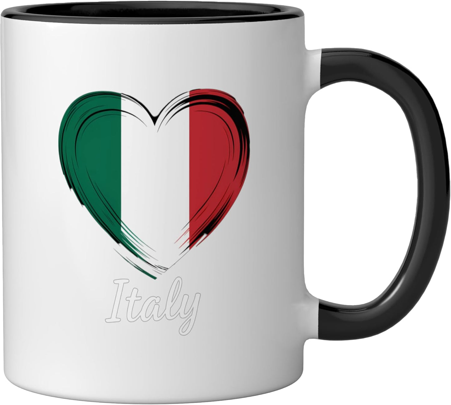 Taza cerámica bandera de Italia negra/blanca