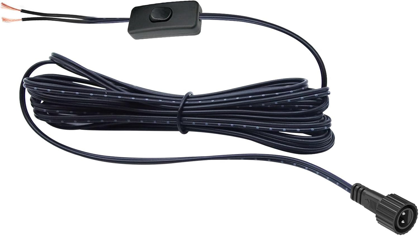 Cable alimentación LED repuesto 9.8pies conector 2pines impermeable