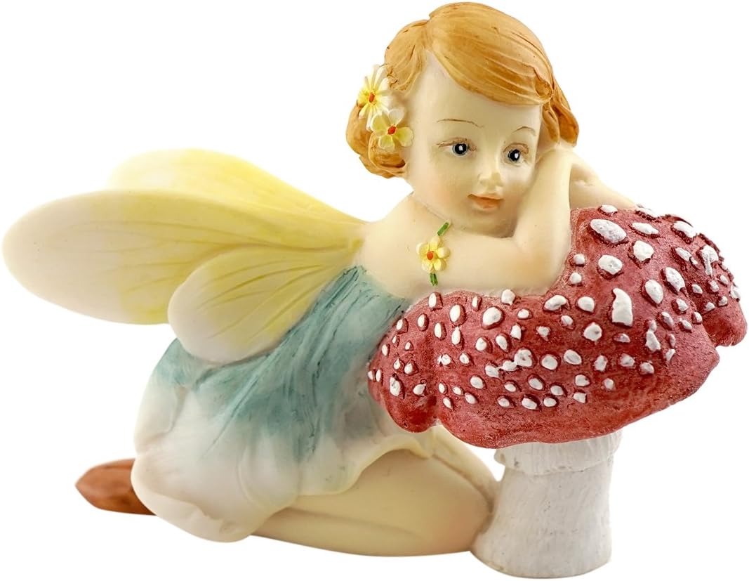 Figura hada flores setas terrario miniatura