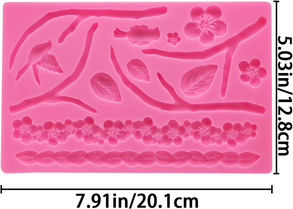 Molde silicona flores ramas multiuso para fondant galletas bodas