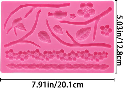 Molde silicona flores ramas multiuso para fondant galletas bodas