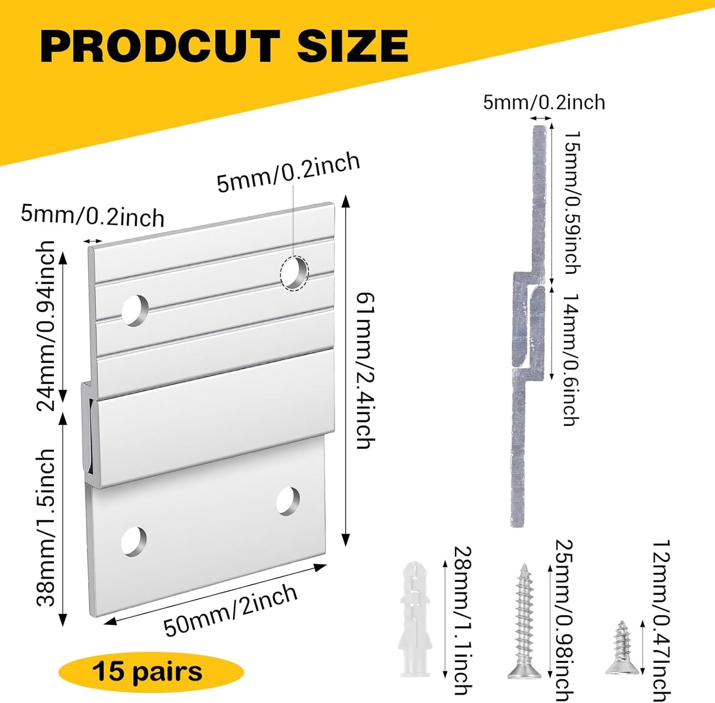 30 Ganchos franceses Z aluminio plateado 2pulg soporte pared