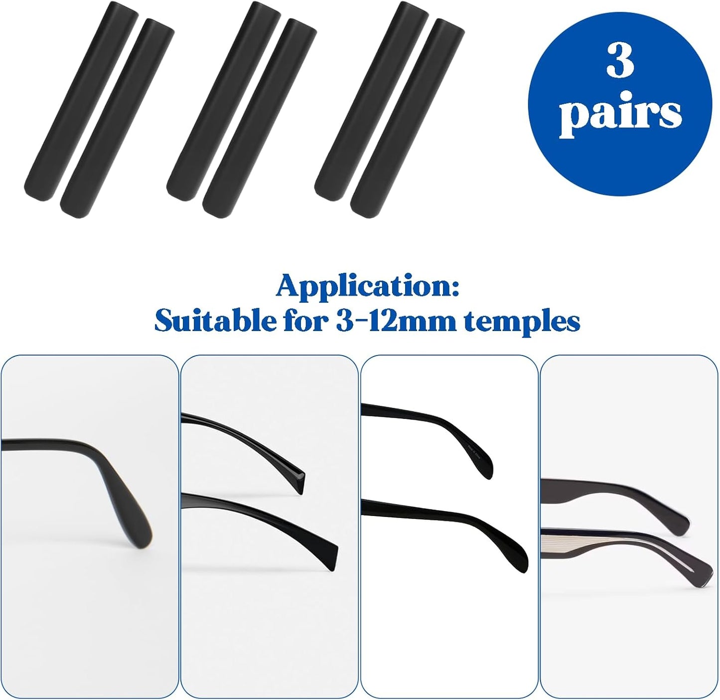 3 Pzas Almohadillas Silicona Antiderrap para Lentes Oreja