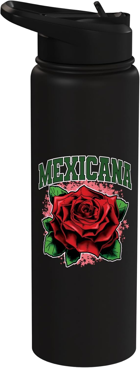 Botella de agua acero inoxidable con flor Cinco de Mayo