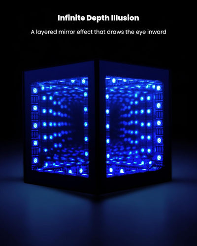 Cubo espejo infinito con luz LED RGB 3D sincronizada a música