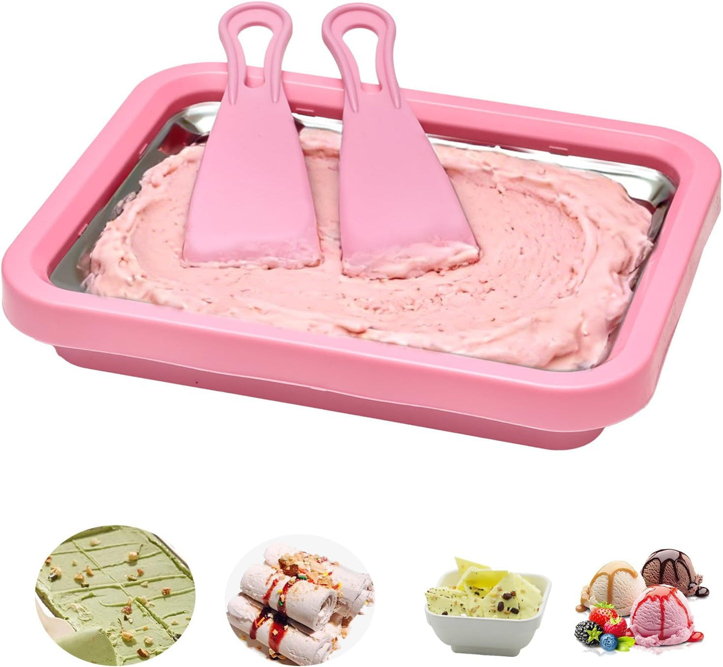 Máquina de helados enrollados doméstica con sartén de acero inoxidable
