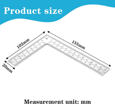 Regla acero inox en forma L 4x6 pulg metal plateado