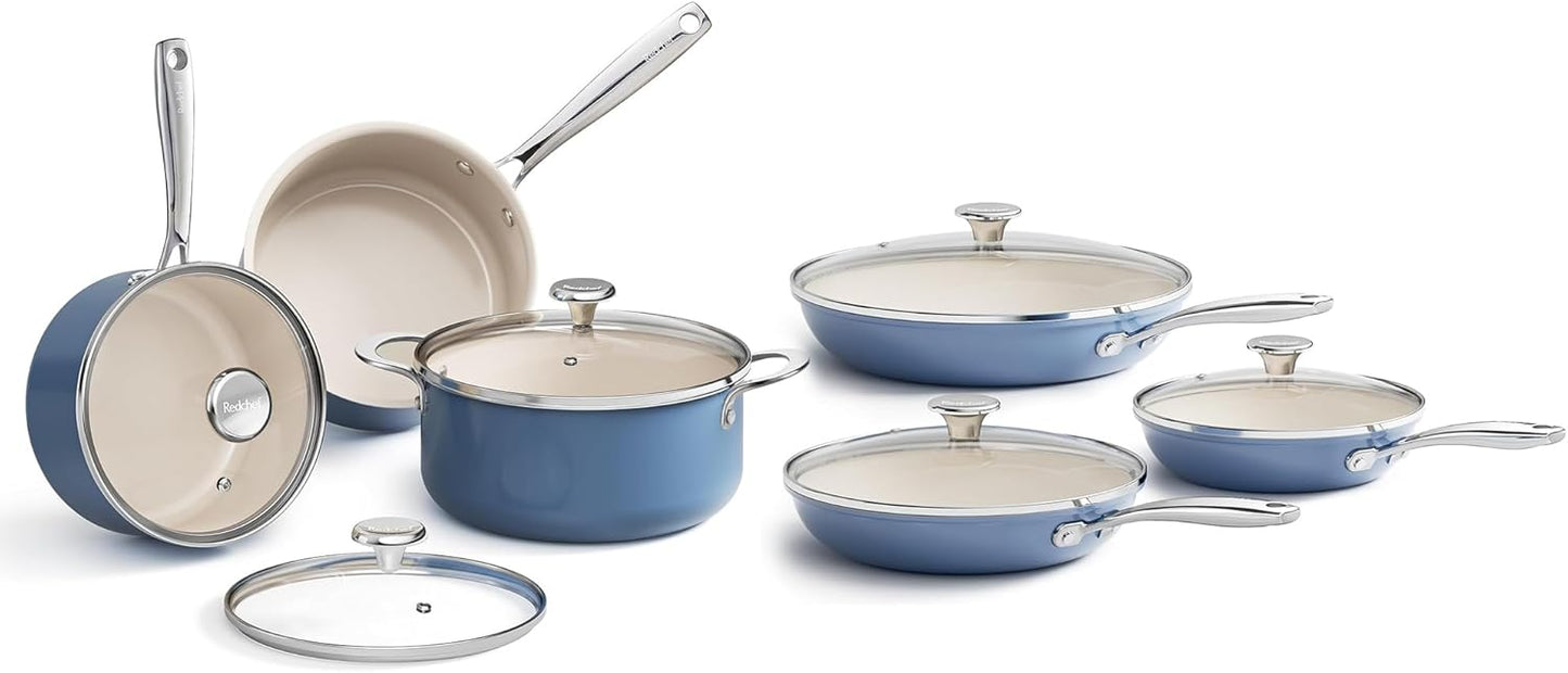 Juego ollas inducción 5qt y cacerolas 2.5/3.5qt 8-11pulg