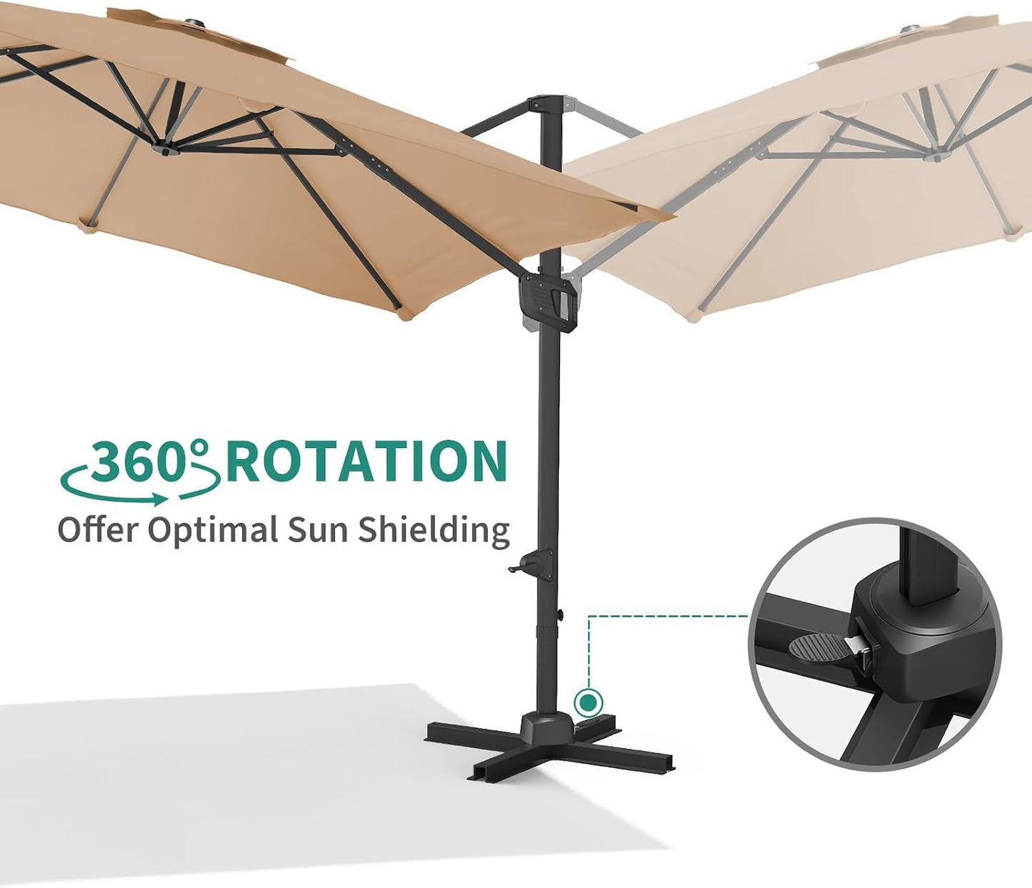 Sombrilla voladiza patio 10x10ft rotación 360
