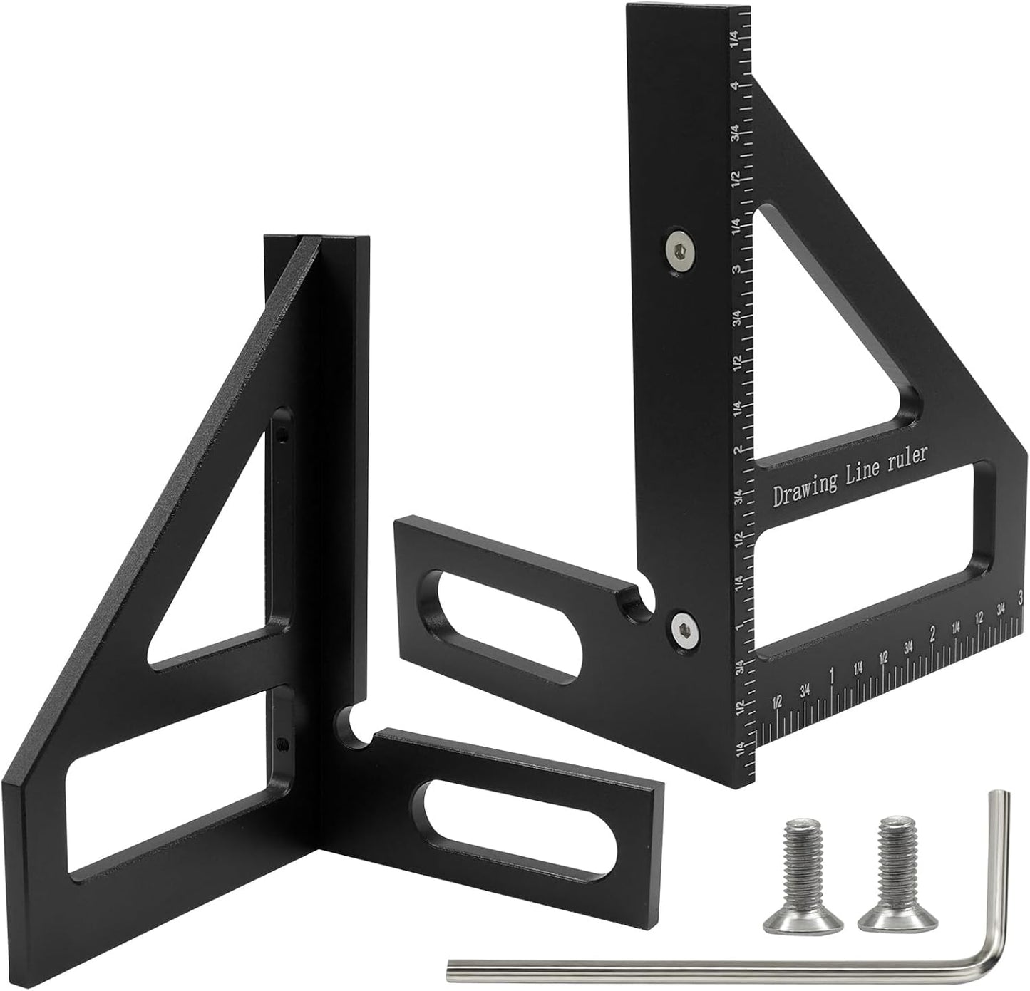 Regla multiángulo 3D negra de aluminio para carpintería