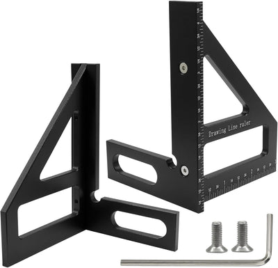 Regla multiángulo 3D negra de aluminio para carpintería