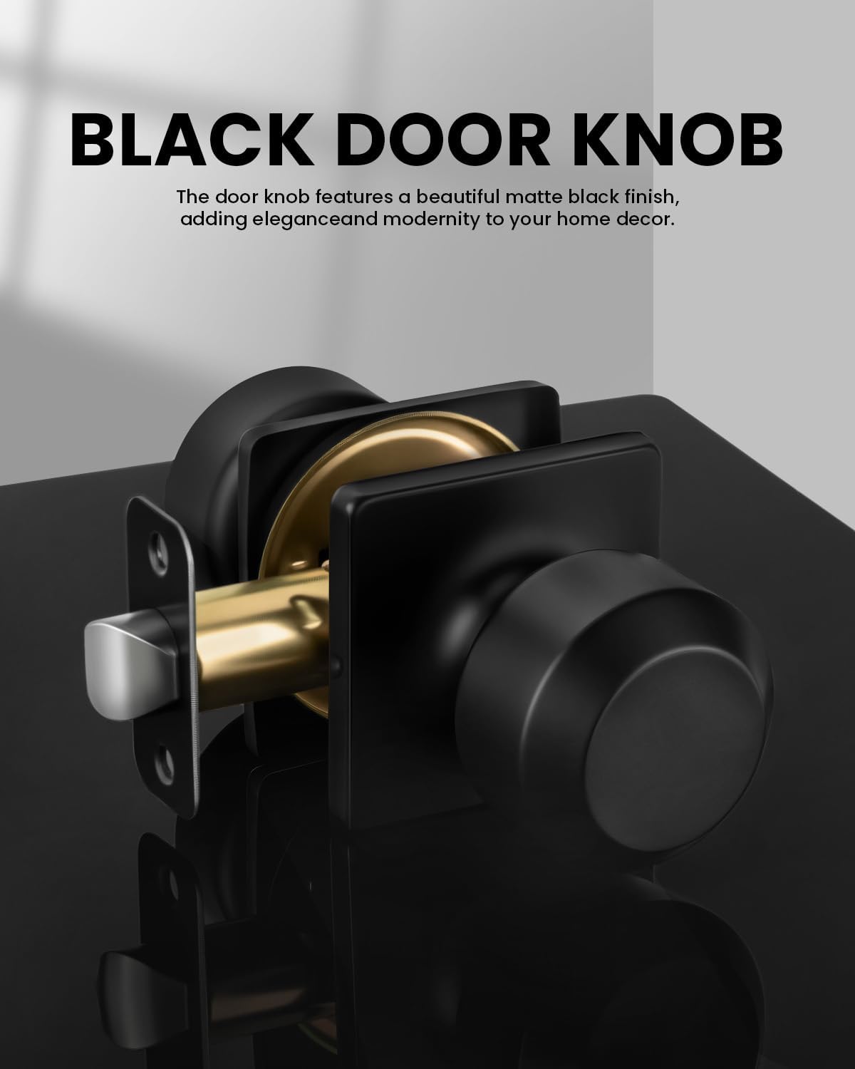 Pomos negros para puerta interior sin llave panel cuadrado