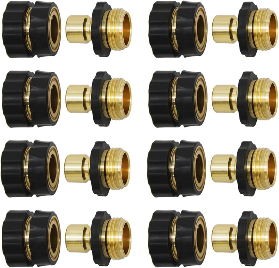 Conector rápido manguera 3/4pulg juego 8 con arandelas