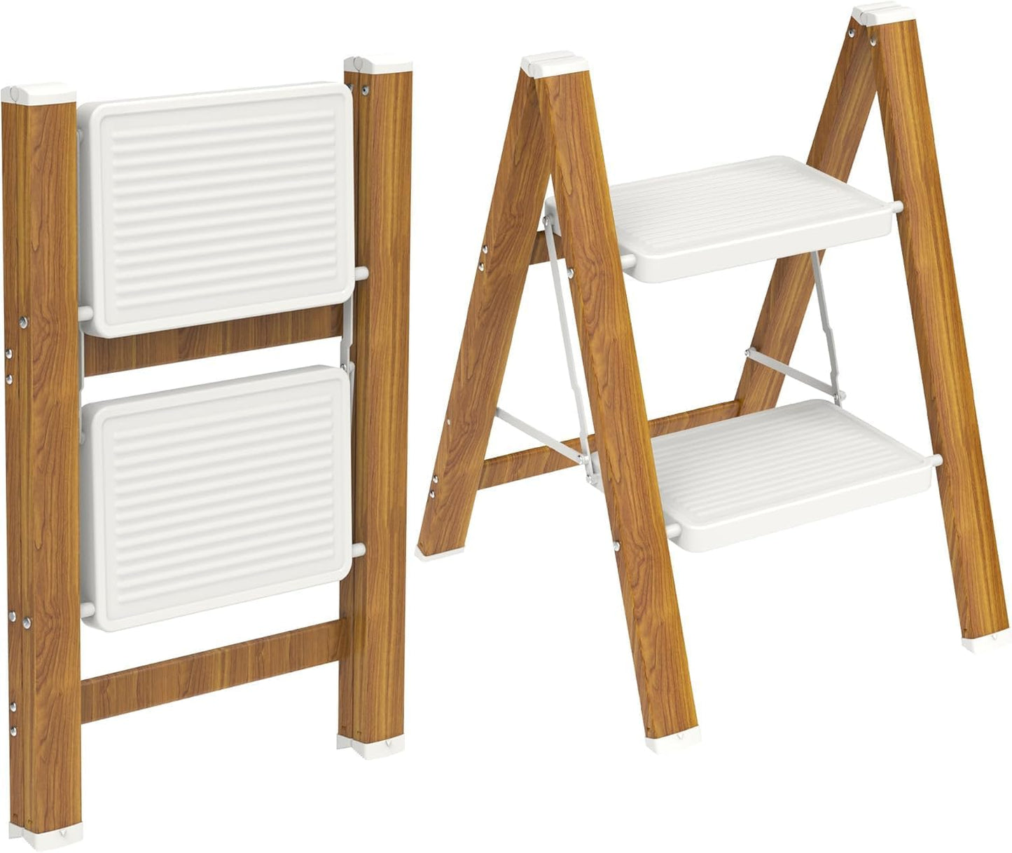 Escalera plegable aluminio antideslizante 330lb hogar cocina oficina blanco