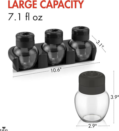 Cocteleros de condimentos de vidrio con tapa ajustable y organizador