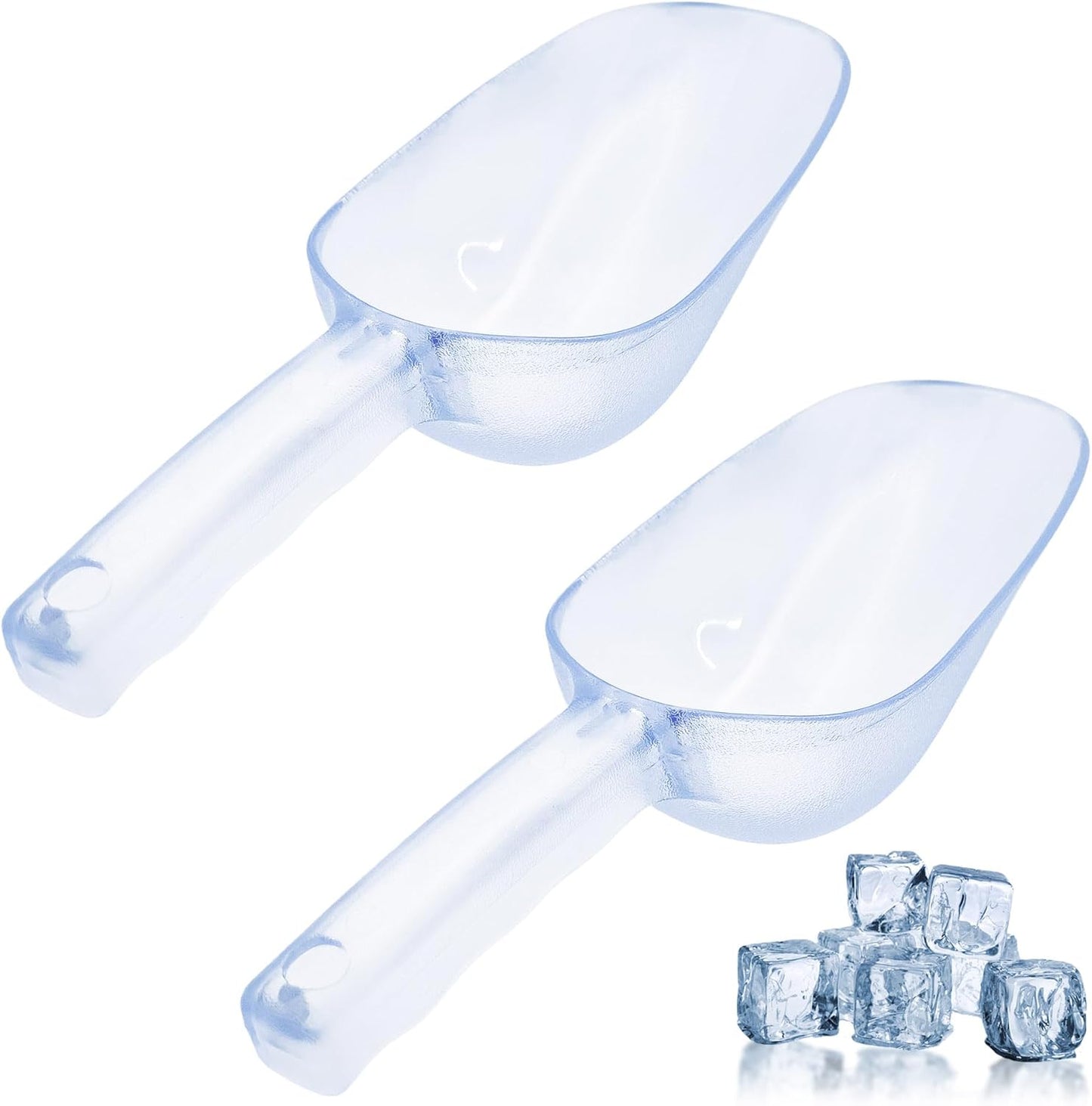 2 cucharas de hielo de plástico transparente con mango para máquina de hielo
