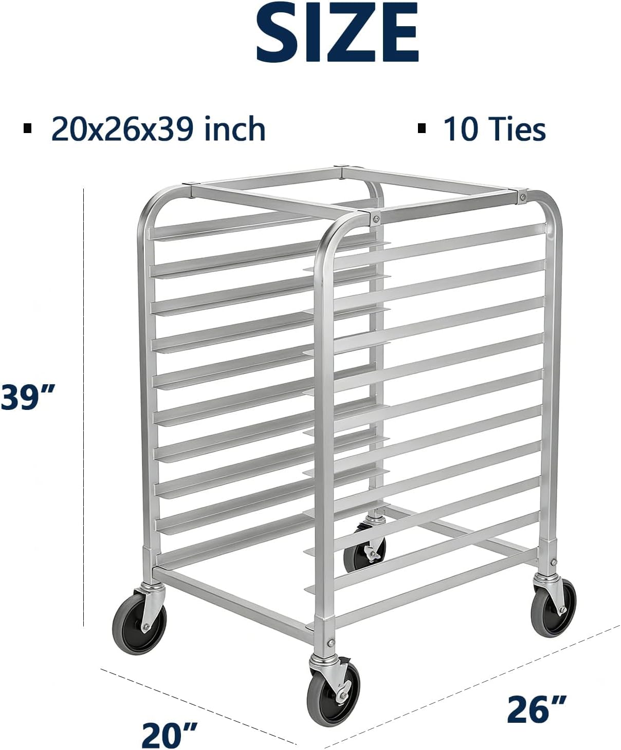Estante para enfriar pan de 10 niveles con ruedas de aluminio