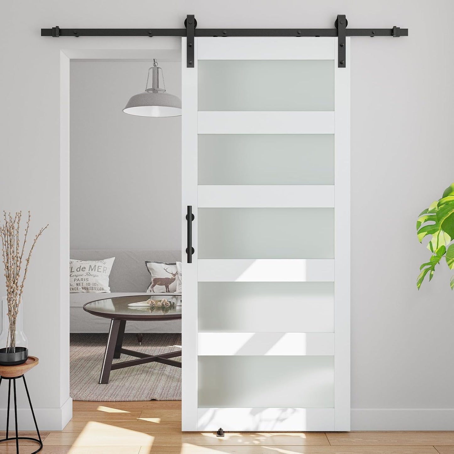 Puerta corredera vidrio granero 36x84pulg kit herrajes 6.6ft DIY