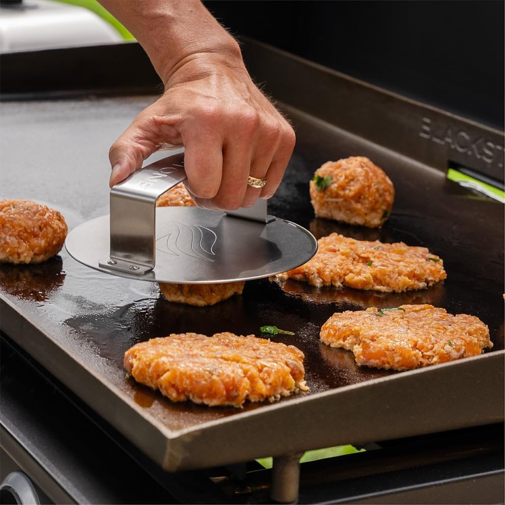 Prensa hamburguesas acero inox para plancha y parrilla