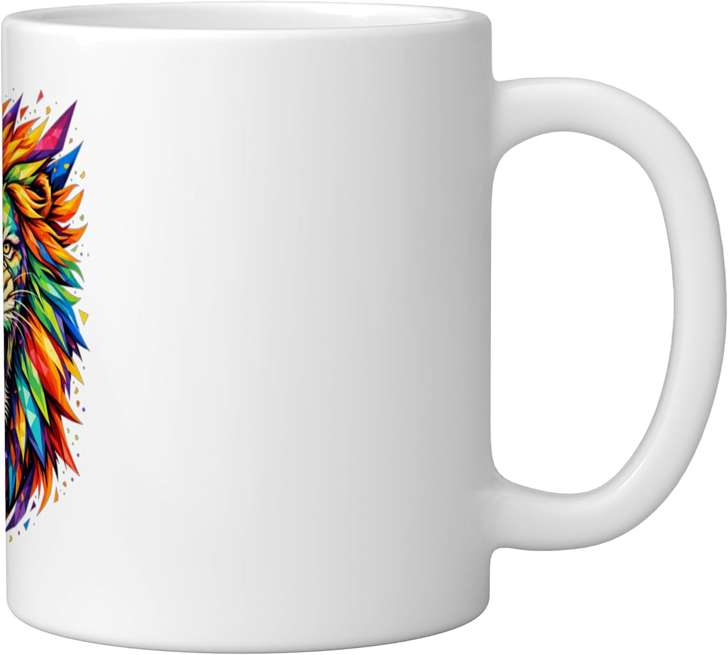Taza Cerámica Arte Geométrico León Blanco