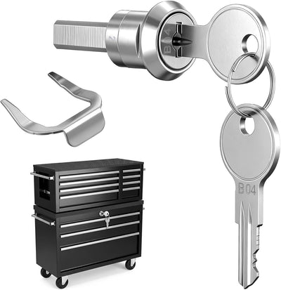 Cerradura cajón acero inox para gabinete rotación 180° plateada